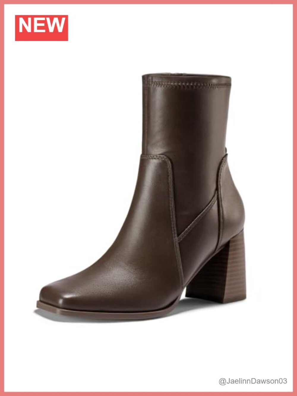 Faux Leather Ankle Booties Chunky Block Heel Side Zip Women's